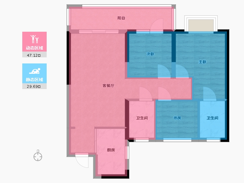 湖北省-荆州市-金辉楚樾云著-68.22-户型库-动静分区