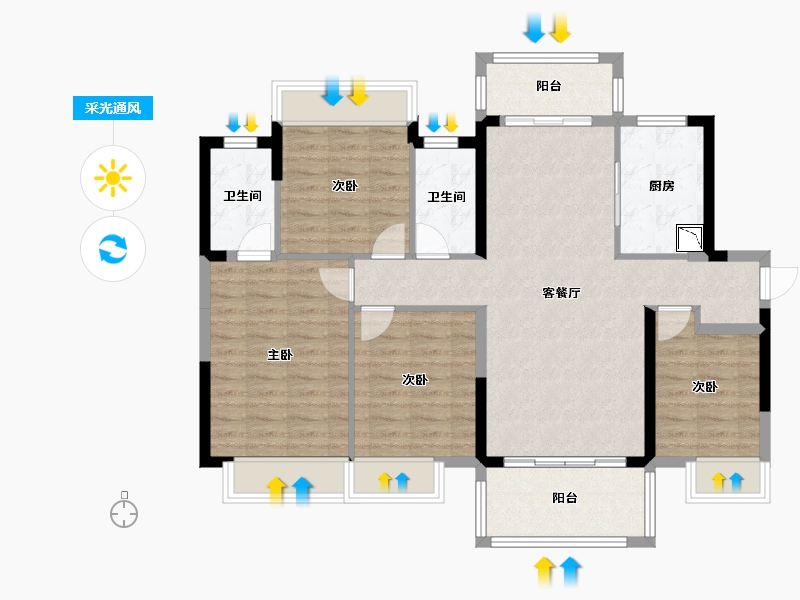 广西壮族自治区-南宁市-龙光水悦龙湾御江-101.09-户型库-采光通风