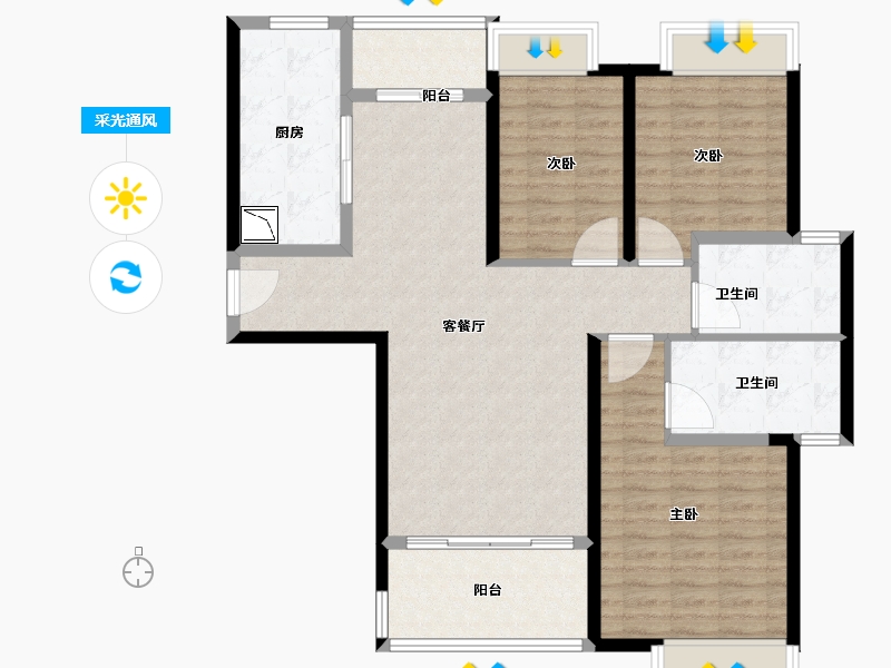 广东省-中山市-合生帝景苑-108.01-户型库-采光通风