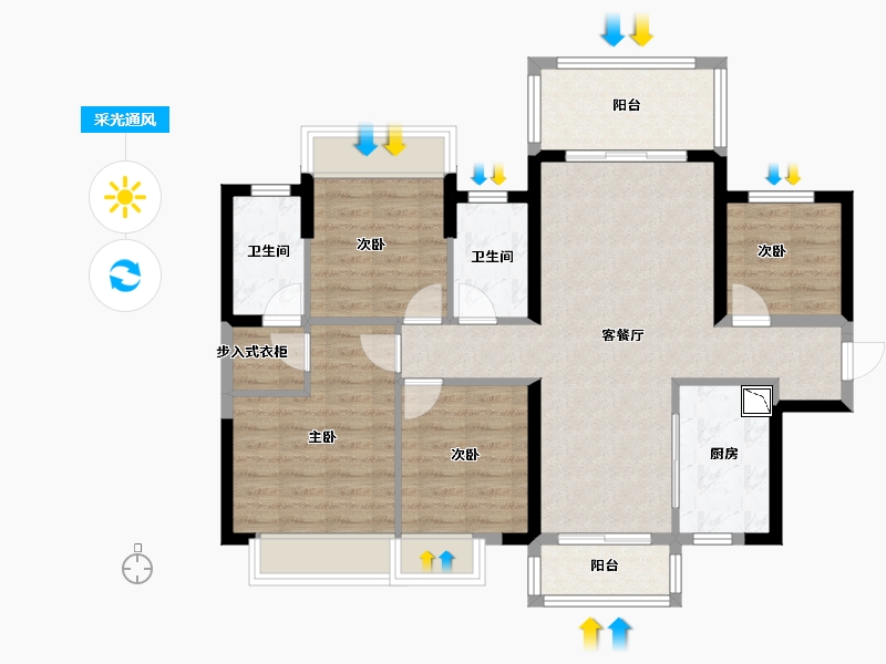 广西壮族自治区-南宁市-龙光水悦龙湾御江-91.42-户型库-采光通风