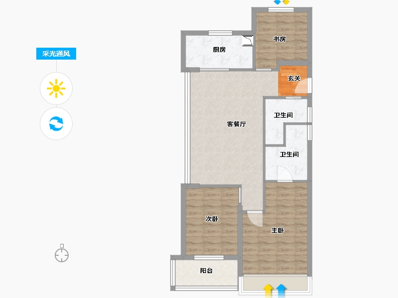 浙江省-杭州市-保利潮起云上府-79.20-户型库-采光通风