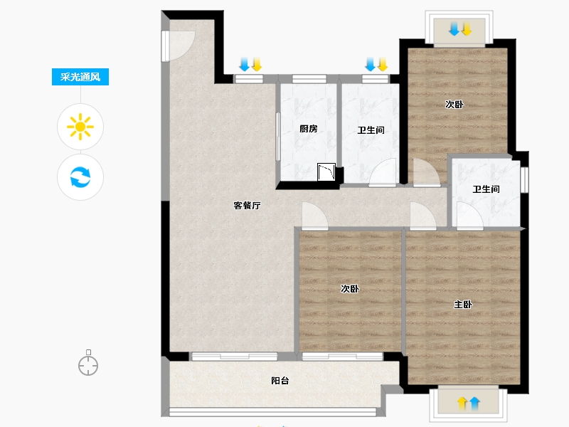 江西省-九江市-美的金科华府-95.00-户型库-采光通风