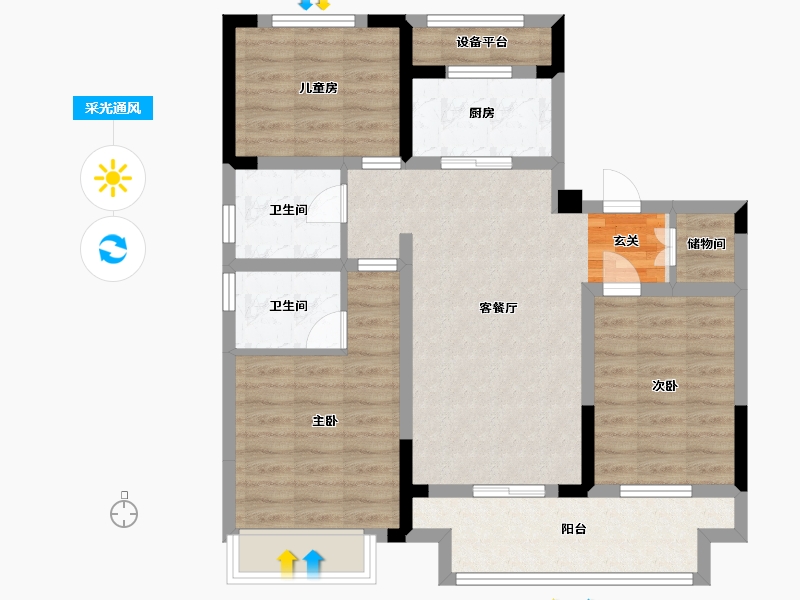 浙江省-杭州市-澳海云樾赋-82.40-户型库-采光通风