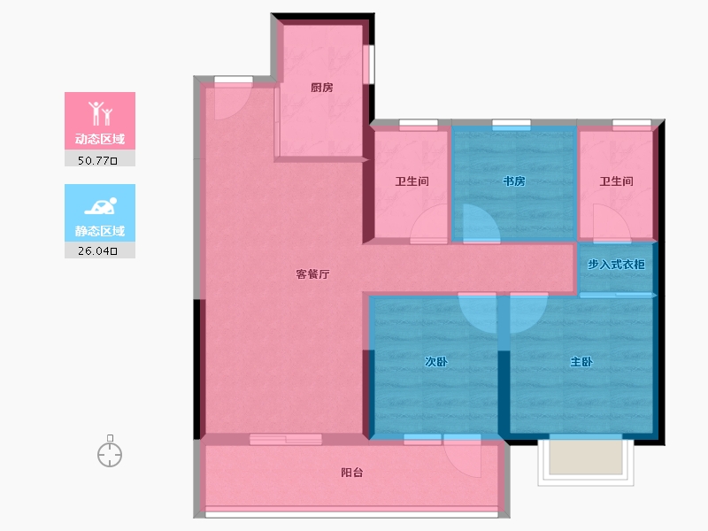 湖北省-荆州市-金辉楚樾云著-67.91-户型库-动静分区