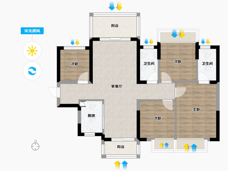 广西壮族自治区-南宁市-龙光水悦龙湾御江-83.10-户型库-采光通风