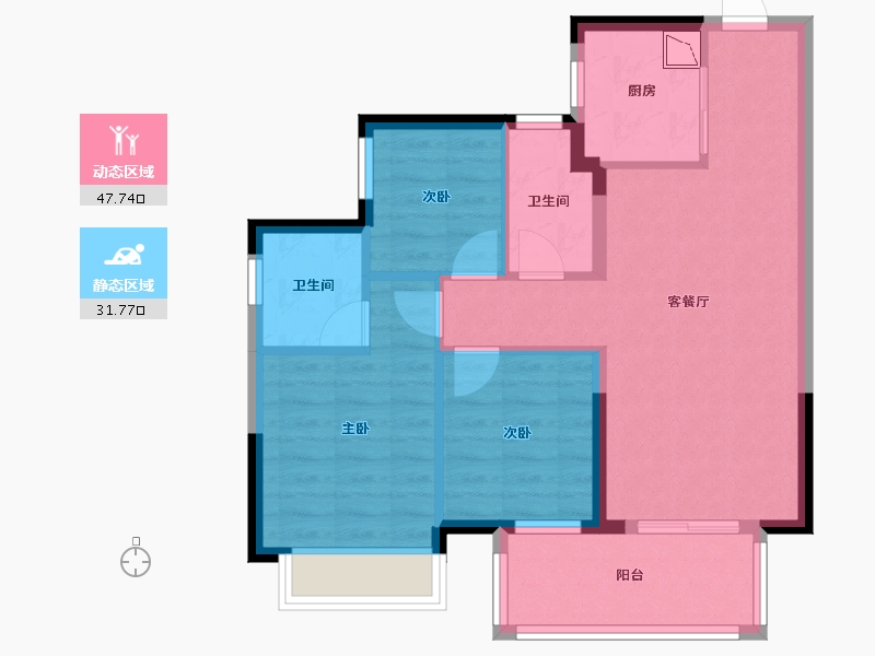 广西壮族自治区-南宁市-龙光水悦龙湾御江-70.56-户型库-动静分区