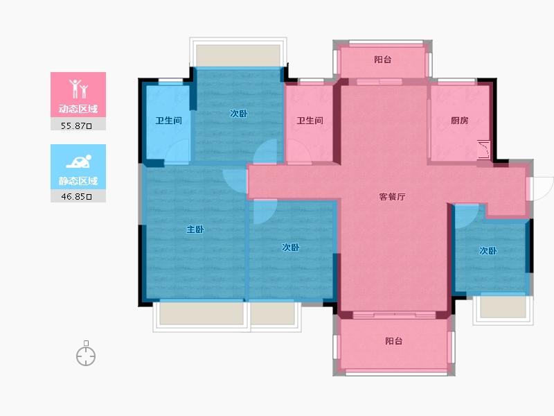 广西壮族自治区-南宁市-龙光水悦龙湾御江-91.66-户型库-动静分区