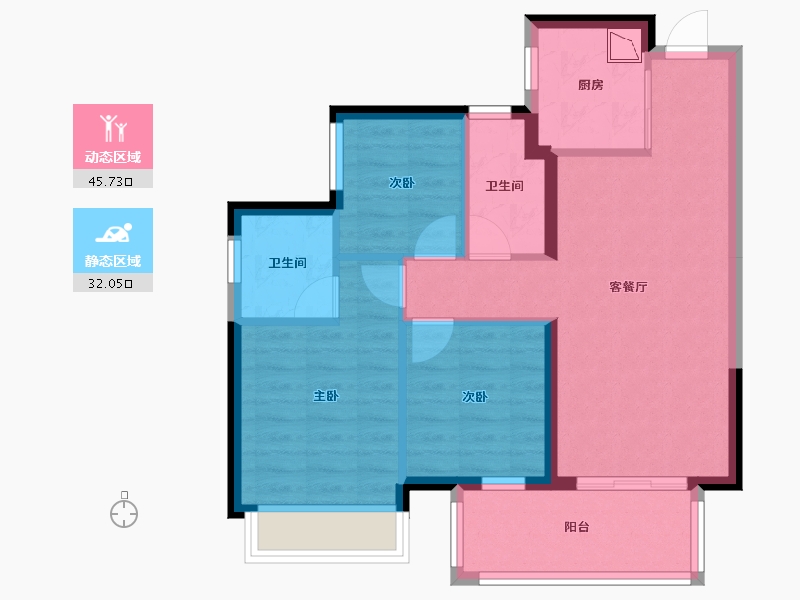 广西壮族自治区-南宁市-龙光水悦龙湾御江-68.98-户型库-动静分区