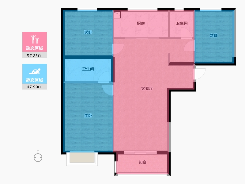 陕西省-西安市-万科城市之光南区-96.01-户型库-动静分区