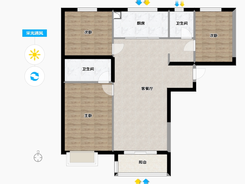 陕西省-西安市-万科城市之光南区-96.01-户型库-采光通风