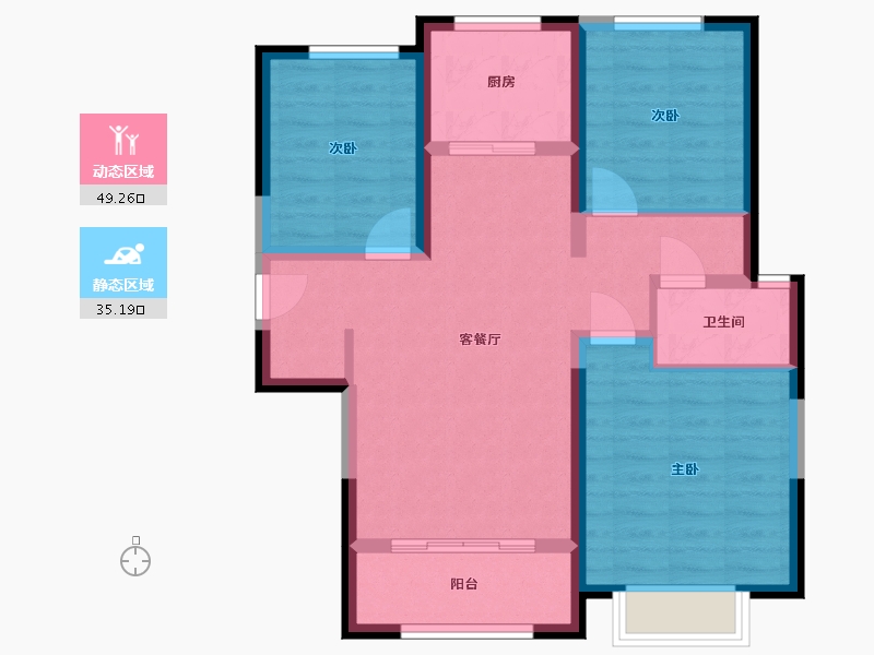 陕西省-西安市-梧桐年华-75.07-户型库-动静分区