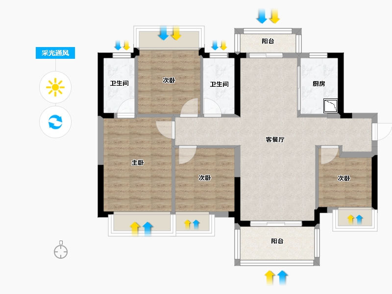 广西壮族自治区-南宁市-龙光水悦龙湾御江-83.33-户型库-采光通风