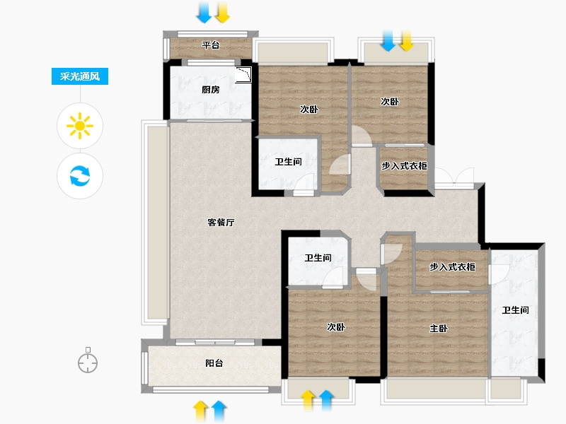 江苏省-常州市-琅越龙洲-136.35-户型库-采光通风