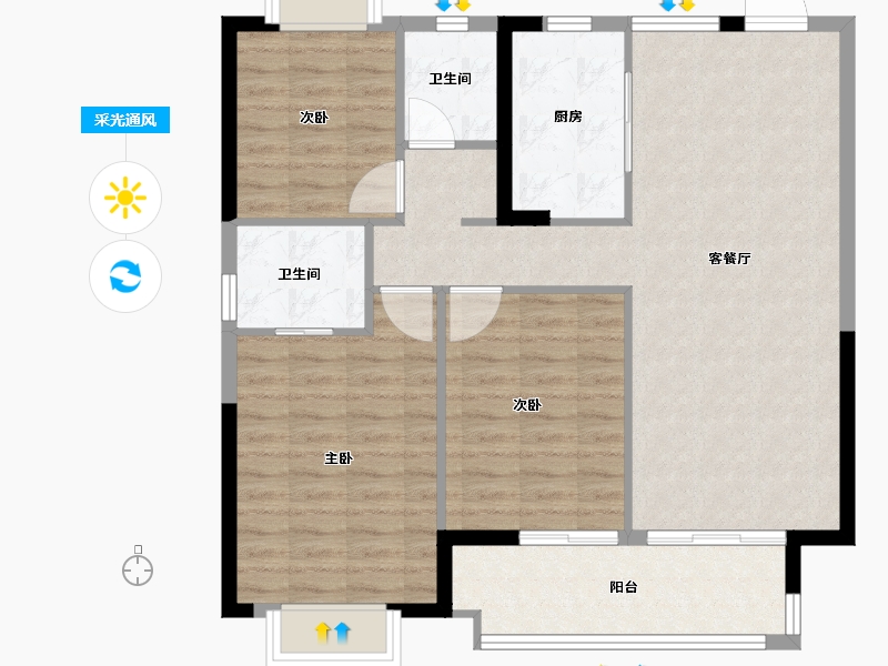 江西省-赣州市-绿地赣州城际空间站-96.00-户型库-采光通风