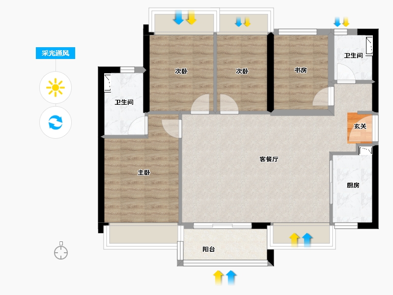 广东省-珠海市-万科第五园-79.00-户型库-采光通风