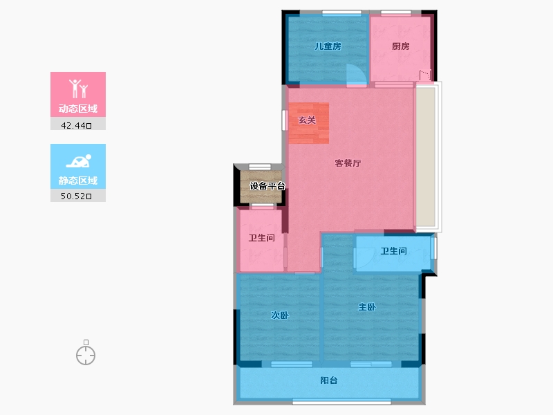 浙江省-杭州市-中天汀洲印月-85.60-户型库-动静分区