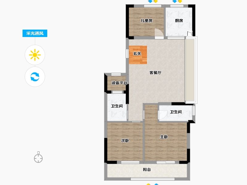 浙江省-杭州市-中天汀洲印月-85.60-户型库-采光通风