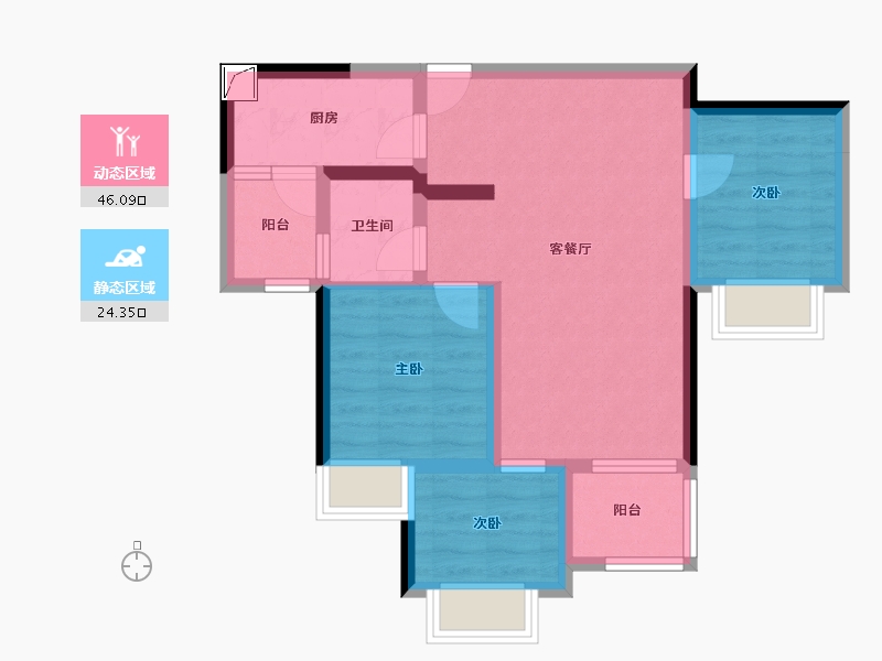 重庆-重庆市-溪山�h-61.49-户型库-动静分区