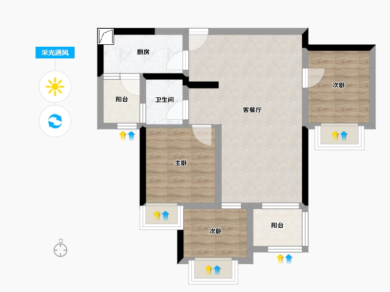 重庆-重庆市-溪山�h-61.49-户型库-采光通风