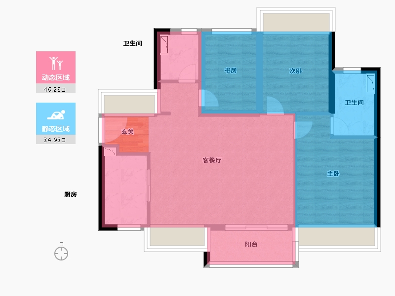 广东省-珠海市-万科第五园-72.00-户型库-动静分区