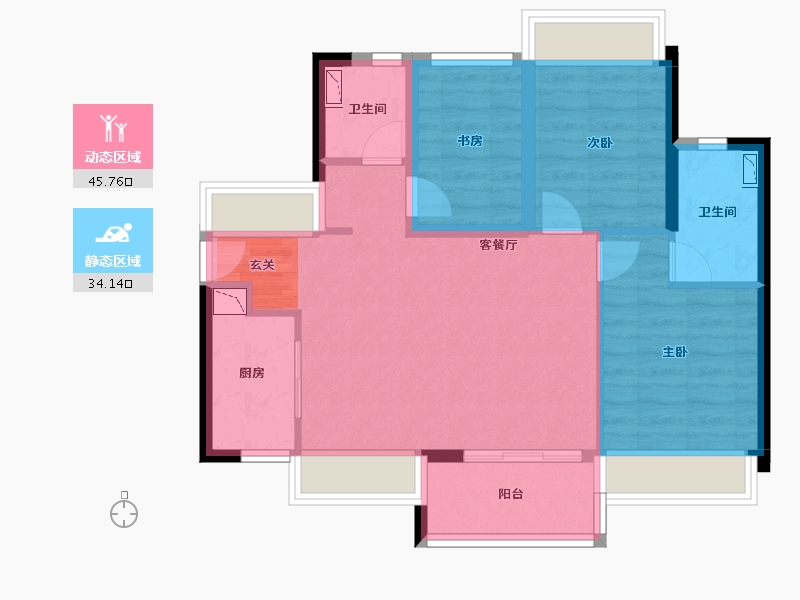 广东省-珠海市-万科第五园-70.53-户型库-动静分区