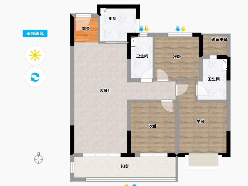 江西省-南昌市-奥园铂翠中央-86.00-户型库-采光通风