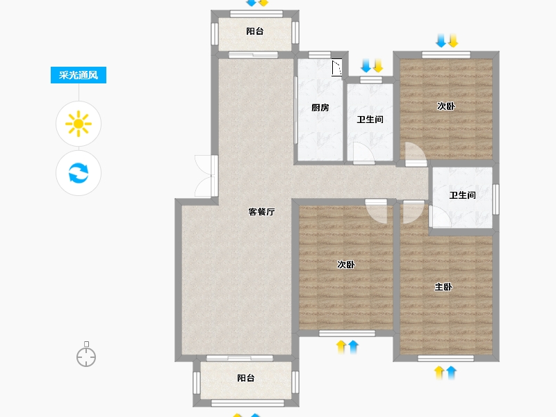 浙江省-绍兴市-恒丰金玉园-110.46-户型库-采光通风