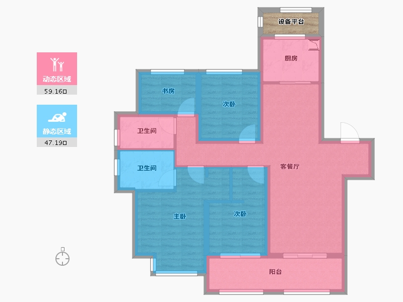 江苏省-苏州市-海玥名都-96.86-户型库-动静分区