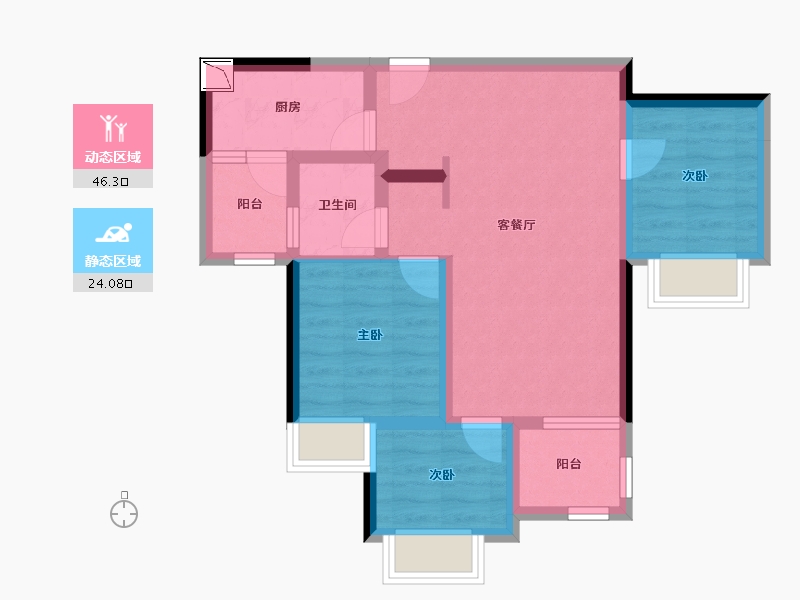 重庆-重庆市-碧桂园-溪山玥-61.35-户型库-动静分区