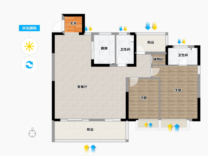 安徽省-合肥市-置地瑞玺-120.00-户型库-采光通风