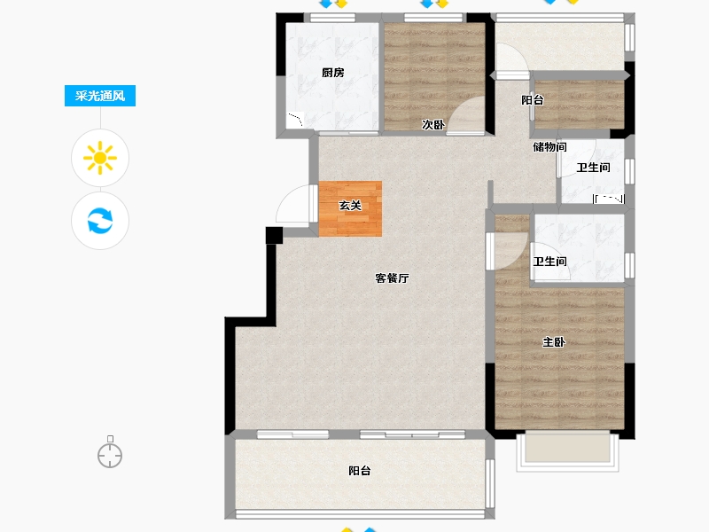 安徽省-合肥市-置地瑞玺-104.01-户型库-采光通风