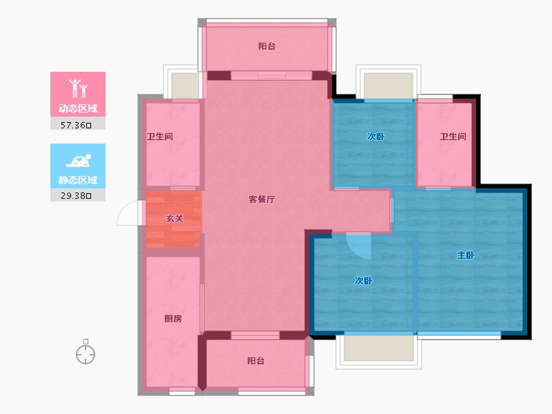 广东省-广州市-时代龙湖云来之城-77.60-户型库-动静分区