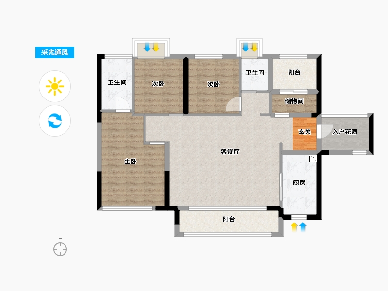 广东省-广州市-时代龙湖云来之城-96.81-户型库-采光通风