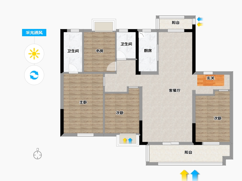 江西省-南昌市-正荣棠悦-118.39-户型库-采光通风