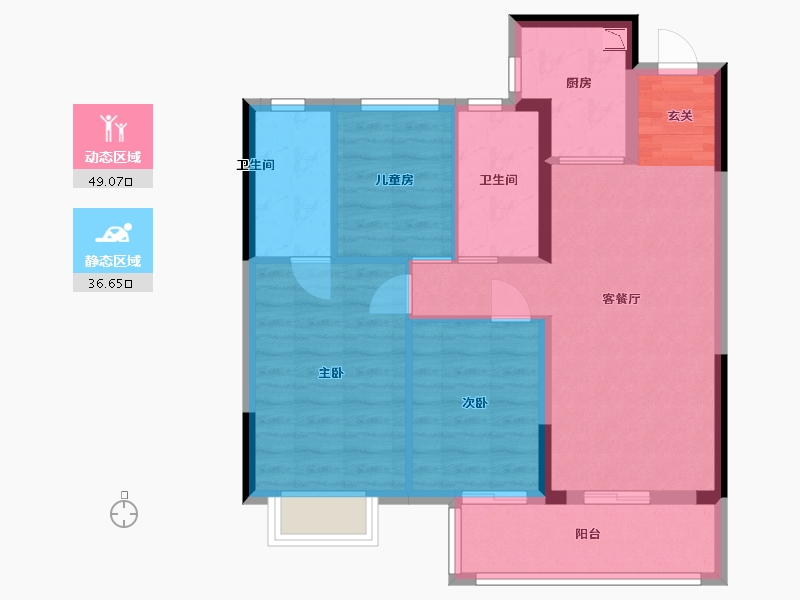 江西省-南昌市-正荣棠悦-76.45-户型库-动静分区