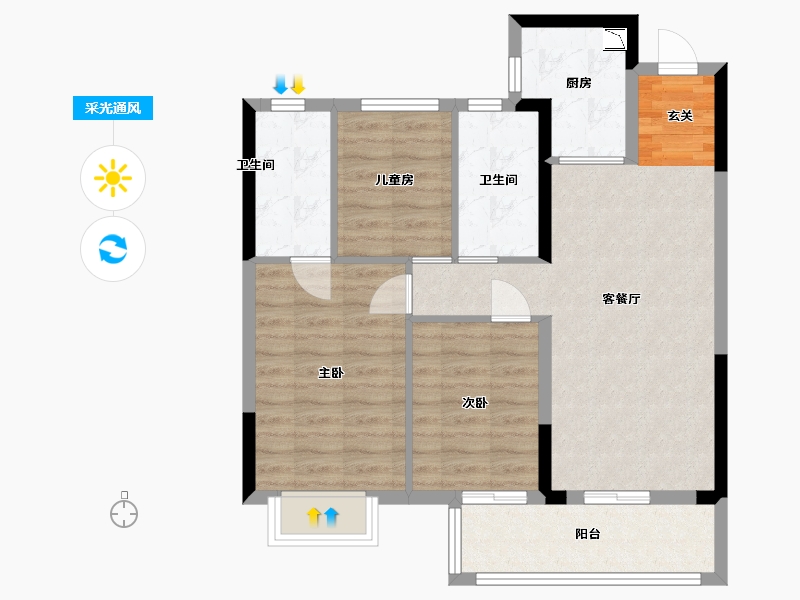 江西省-南昌市-正荣棠悦-76.45-户型库-采光通风