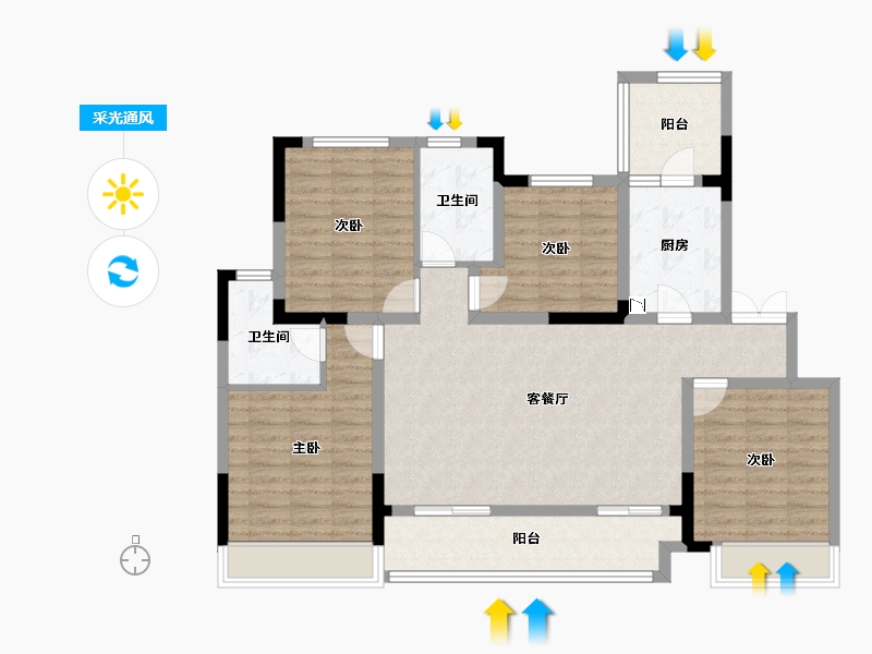 河南省-洛阳市-宜阳君河湾-109.44-户型库-采光通风