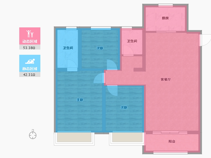 山东省-泰安市-保利鲁坤岳麓府-85.43-户型库-动静分区