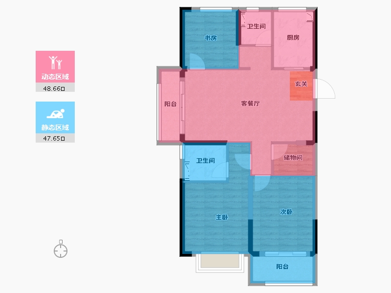 浙江省-宁波市-桂语风荷-86.00-户型库-动静分区