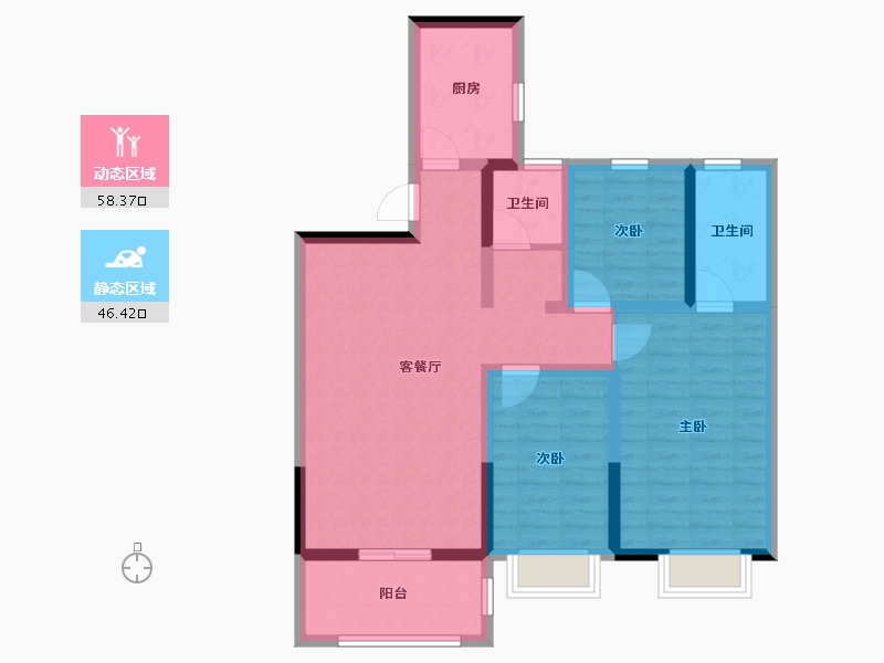 河南省-郑州市-鑫苑府-92.80-户型库-动静分区