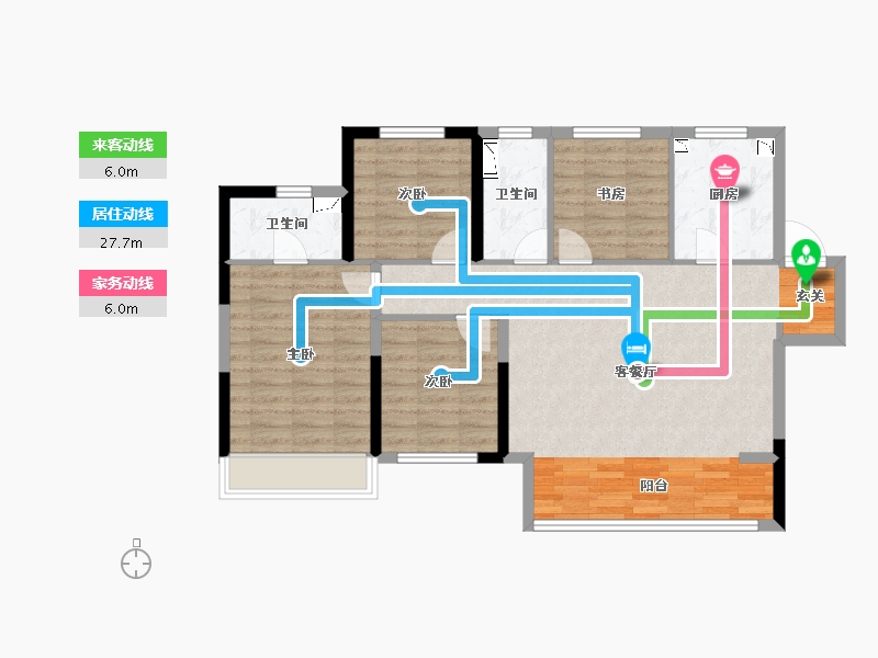 陕西省-西安市-绿地国港新里城-93.58-户型库-动静线