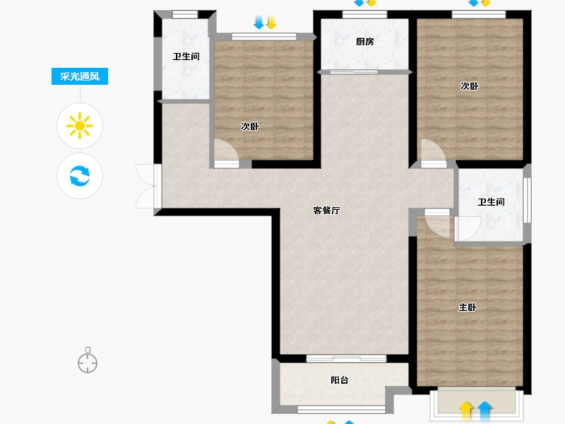 山西省-太原市-广电新景-104.13-户型库-采光通风