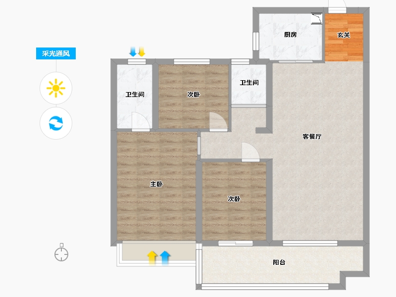 河南省-开封市-建业碧桂园天玺-92.79-户型库-采光通风