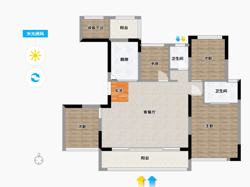 江苏省-苏州市-南山观枫四季花园-116.80-户型库-采光通风