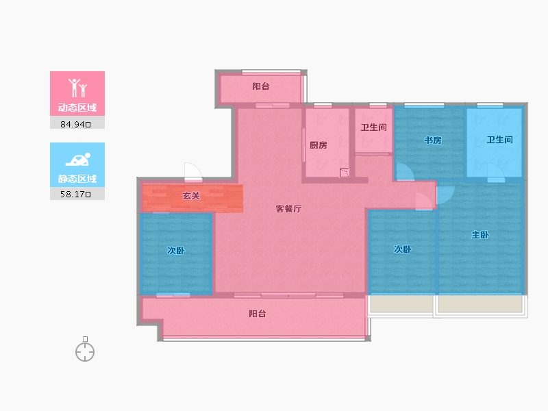 河南省-开封市-建业碧桂园天玺-129.60-户型库-动静分区