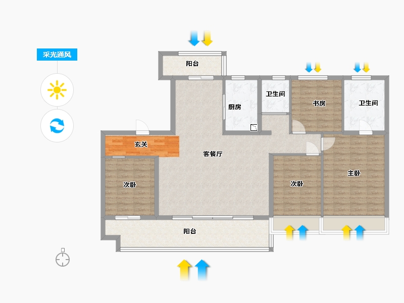 河南省-开封市-建业碧桂园天玺-129.60-户型库-采光通风