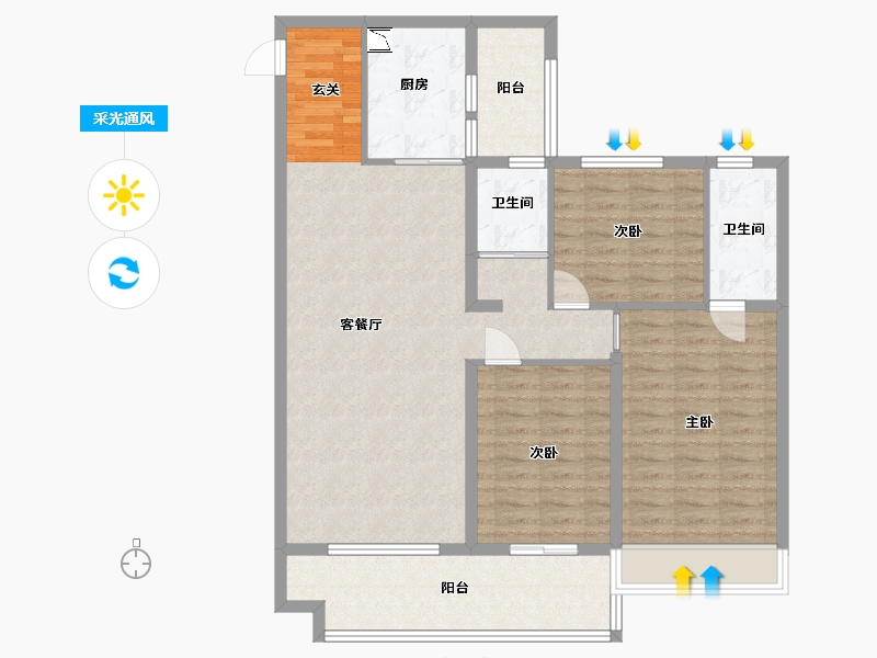 河南省-开封市-建业碧桂园天玺-108.00-户型库-采光通风