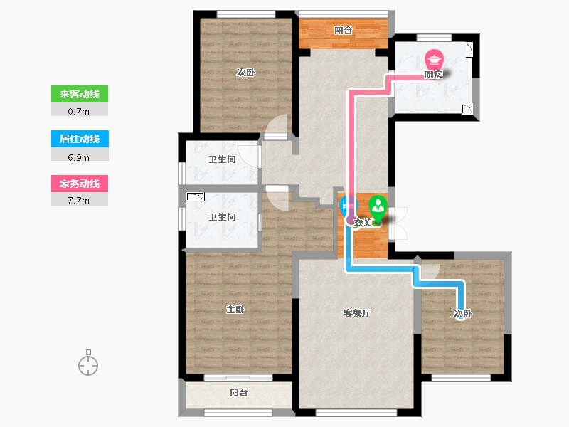 河北省-廊坊市-俪景嘉园-108.79-户型库-动静线