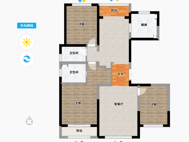 河北省-廊坊市-俪景嘉园-108.79-户型库-采光通风