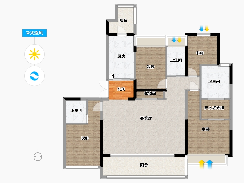 江苏省-苏州市-南山观枫四季花园-146.39-户型库-采光通风